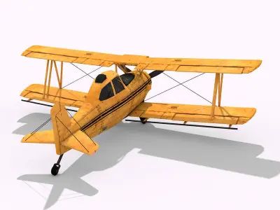 2 Lowpoly Airplanes vintage biplane Low-poly 3D model