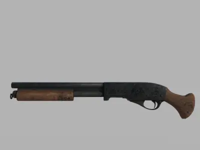 Sawed Off Shotgun Low Poly Low-poly 3D model