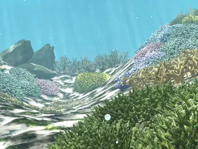 3D Cartoon Underwater Coral Reef Habitat Ocean Version 2 Low-poly 3D model