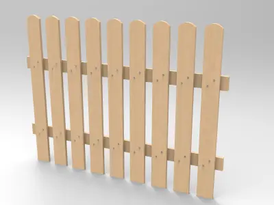 Wooden Fence Low-poly 3D model