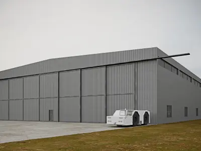 CA - Airplane Hangar Warehouse Low-poly 3D model