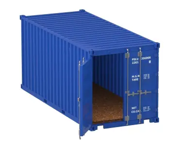 20 ft Container blue 3D model