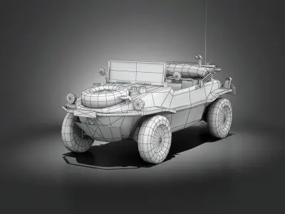 Low Poly VW Type 166 Schwimmwagen Low-poly 3D model