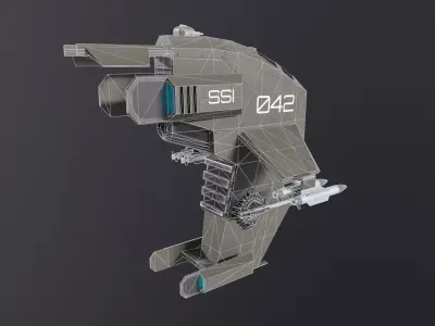  starship fighter lowpoly model SCI fi Low-poly 3D model