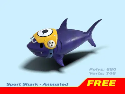 Sport Shark - Animated Low-poly 3D model