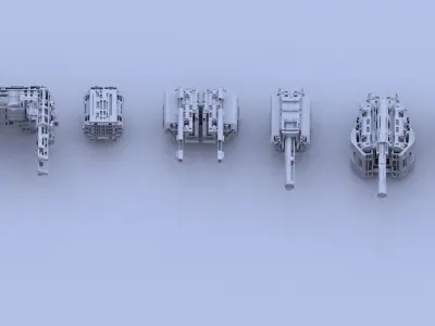 Sci-Fi Gunner Gun Turret Spaceship Military Ship Pack 3D model