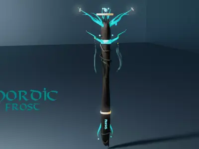 Stylized Nordic Frost Staff 3D model