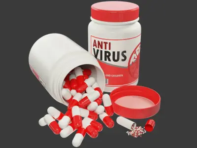 Plastic Jar with Pills V2 Anti Virus 3D model