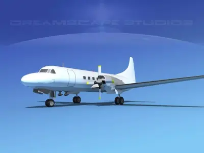 Convair CV-580 Unmarked cargo 3D model
