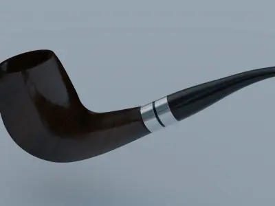 Smoking Pipe Half-Bent Wood 3D model