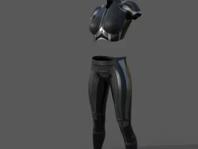 Female character sci-fi suit videogame Low-poly 3D model