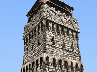 medieval watch tower 1 3D model