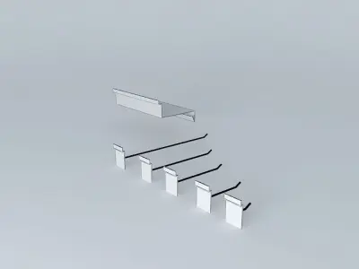 hooks and shelf canaletado panel Free 3D model