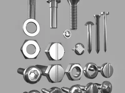 metal nut and bolt Pack 3D model