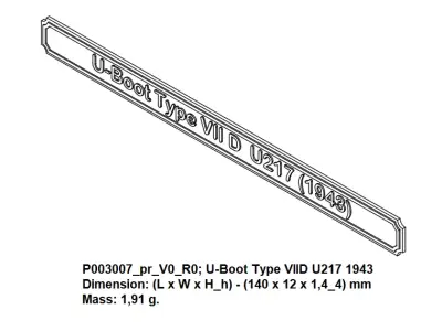 Nameplate - U-Boot Type VIID U217 1943 3D print model