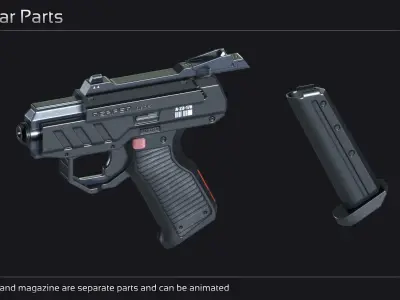 Scifi Pistol PNT 34 Low-poly 3D model