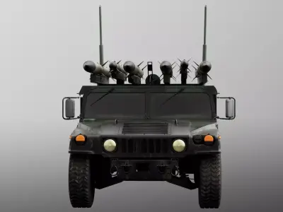 Humvee-Based Air Defense System Low-poly 3D model