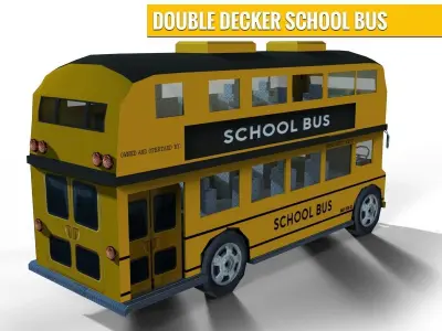 Double Decker School Bus Low-poly 3D model
