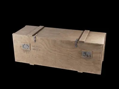 Plywood transport crate with 3 texture variations 3D model