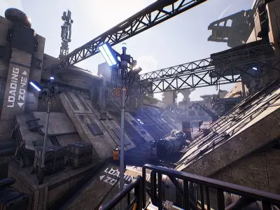 Sci-Fi Industrial Base - Unreal project Low-poly 3D model