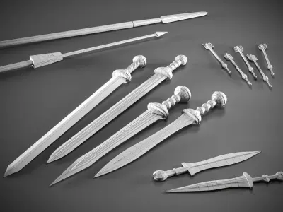 Low-poly roman weapon set Low-poly 3D model