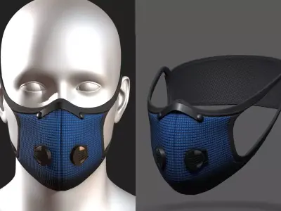 Gas mask fabric futuristic protection isolated military  Low-poly 3D model