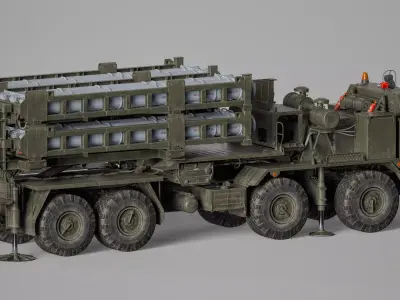 Vityaz S 350E 50R6 Missile Launcher Rigged Low-poly 3D model