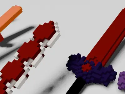 Voxel Swords Pack Low-poly 3D model