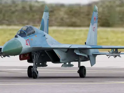 Russian Fighter Jet Sukhoi SU-27UB Flanker C 3D model