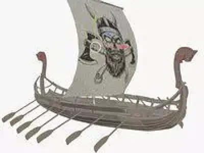 Viking boat Low-poly 3D model