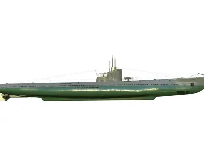 Soviet submarine S-13 Stalinets class submarine Low-poly 3D model