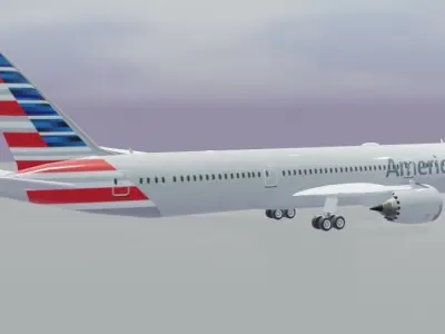American Airlines Boeing 787-9 dreamliner  Low-poly 3D model