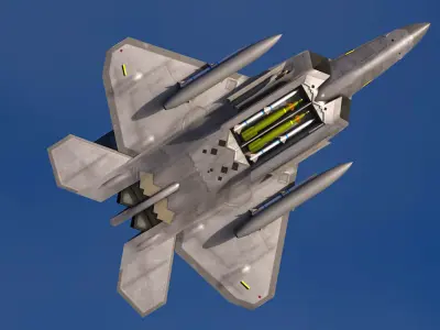 F-22A Raptor Rigged Low-poly 3D model