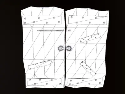 Old Wooden Green Door Low-poly 3D model