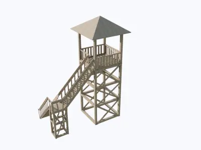 TOWER-1-WITH STAIR Low-poly 3D model