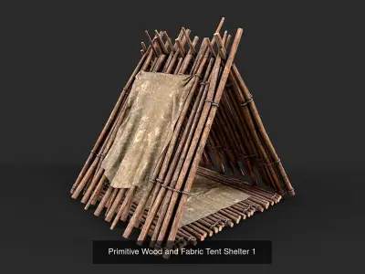 Primitive Wood and Fabric Tent Shelter Collection 