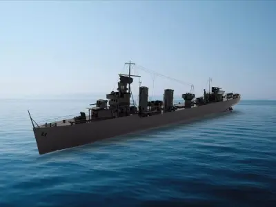 Royal Navy destroyer HMS Basilisk 3D model
