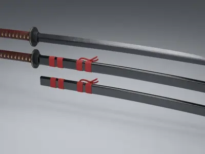 Samurai Katana - High Poly 3D model