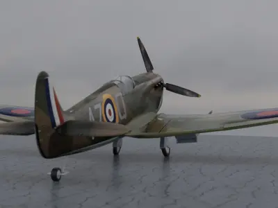 World War 2 Spitfire Low-poly 3D model