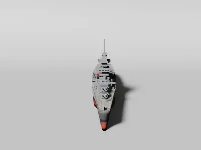 Historical German WW2 battleship 3D model