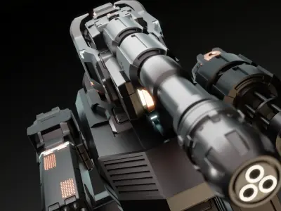 Futuristic warfare robot Low-poly 3D model