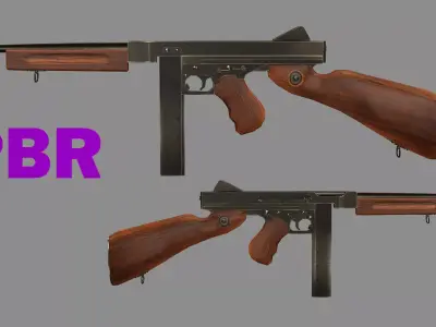 M1A1 Submachine Gun Low-poly 3D Model Low-poly 3D model purchase