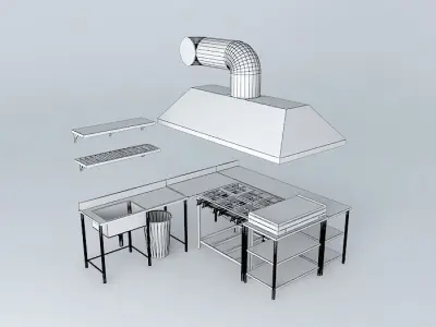 Kit233 Bench Coifa and Stove Stainless by Alex Marques Free 3D model