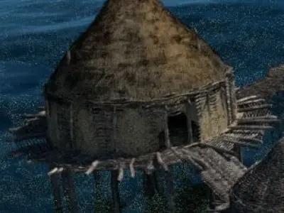 Prehistoric House - Boar Skin Roof Low-poly 3D model