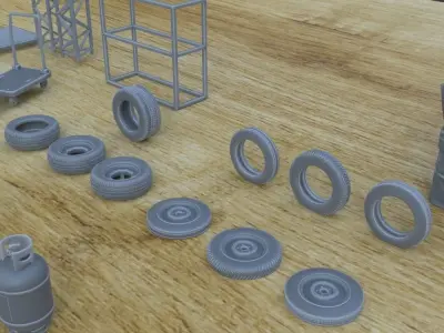 INDOOR MECHANIC ASSETS 1-35 SUPPORTED STL 3D print model