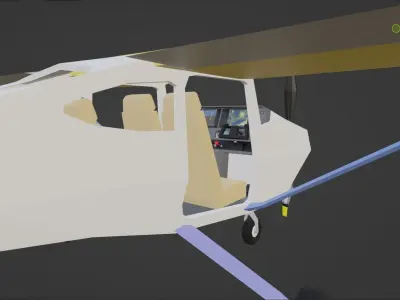 Low poly Cessna 172 Skyhawk with interiors Low-poly 3D model
