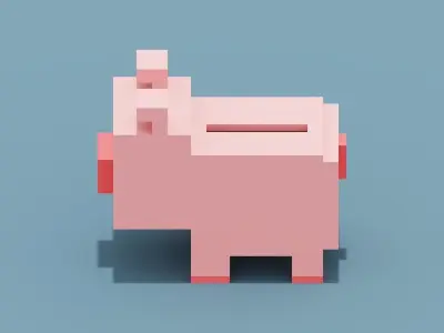 Piggy Bank Low-poly 3D model