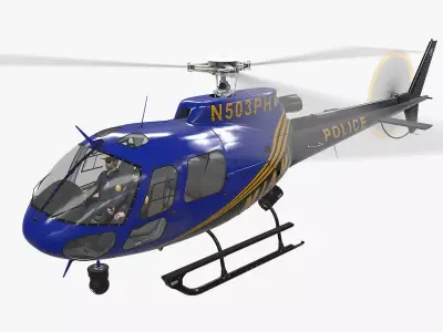 AS-350 Miami City Police Animated Low-poly 3D model