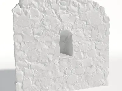 Old castle wall part D Low-poly 3D model