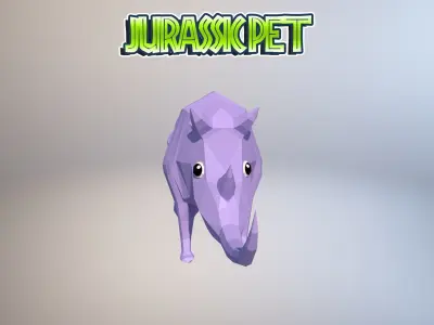 Woolly rhinoceros Low-poly 3D model